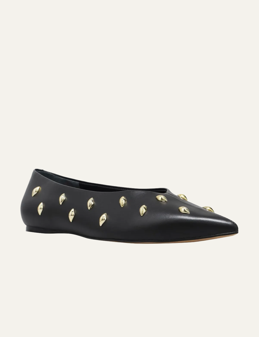 CARRANO BLACK LEATHER STUDDED BALLERINAS