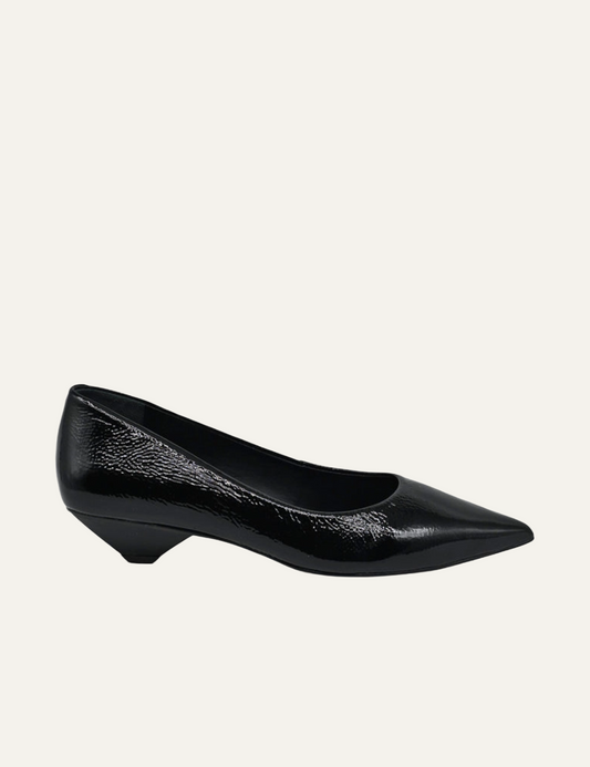 CARRANO BLACK LEATHER KITTEL HEELS