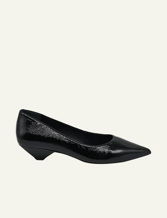 CARRANO BLACK LEATHER KITTEL HEELS