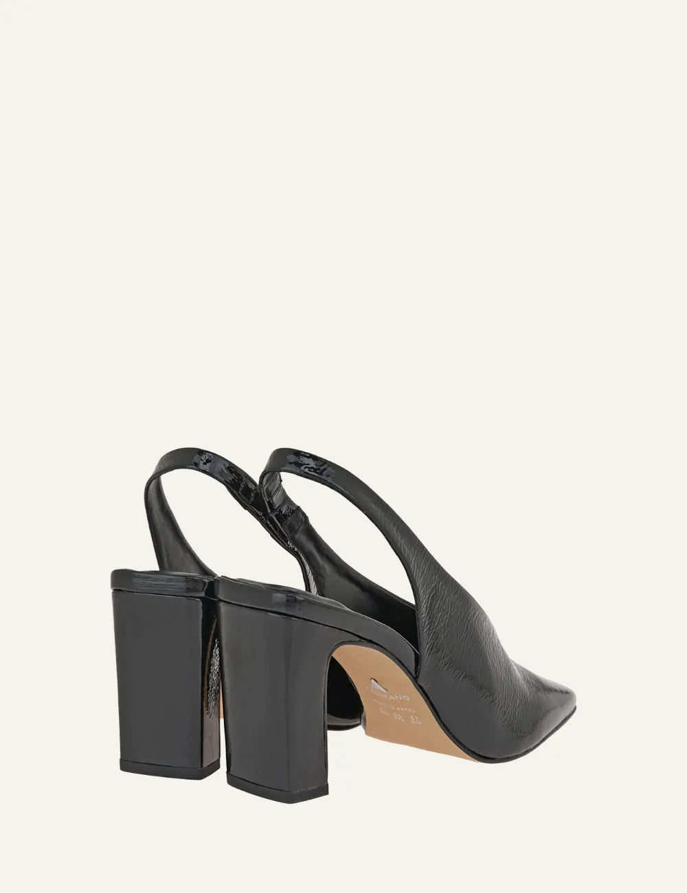 CARRANO BLACK VERNI LEATHER SLINGBACK HEELS