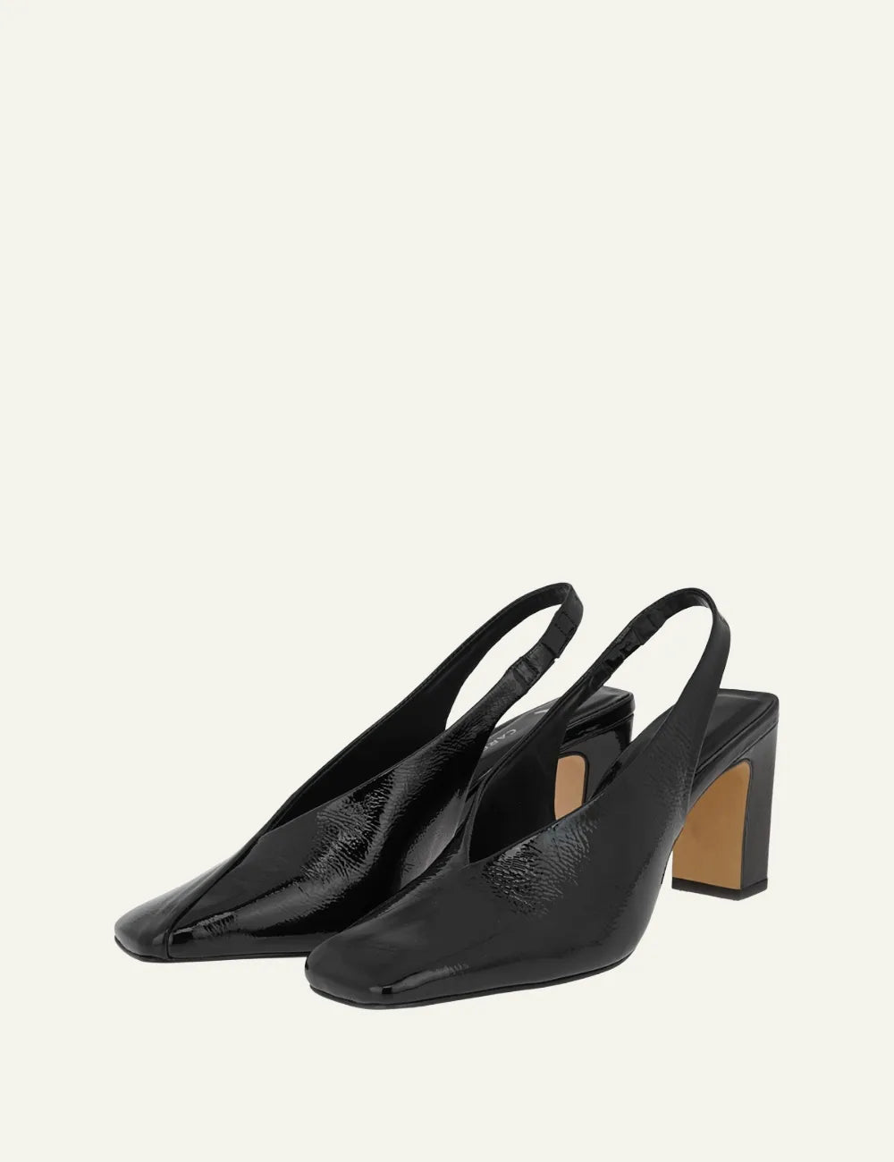 CARRANO BLACK VERNI LEATHER SLINGBACK HEELS