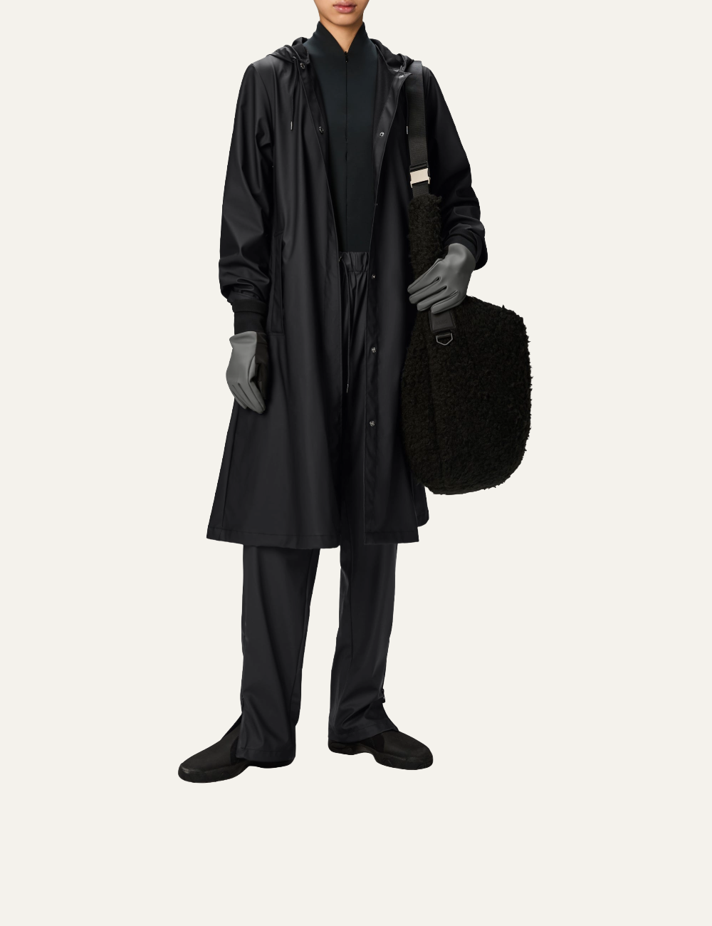 RAINS A-Line Longer Jacket W3 Black