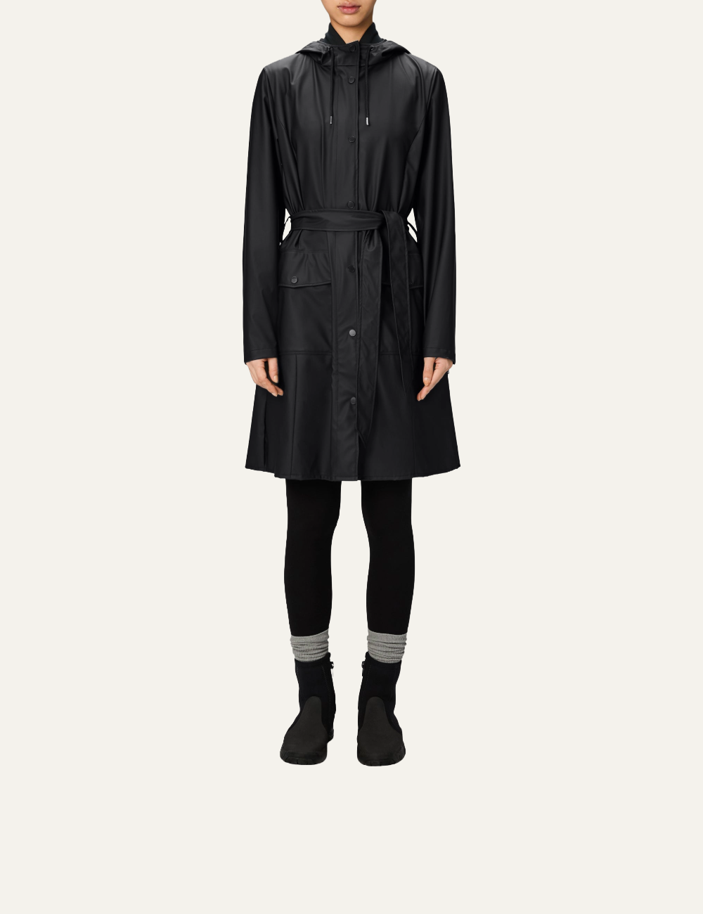 RAINS Curve Long Jacket W3 Black