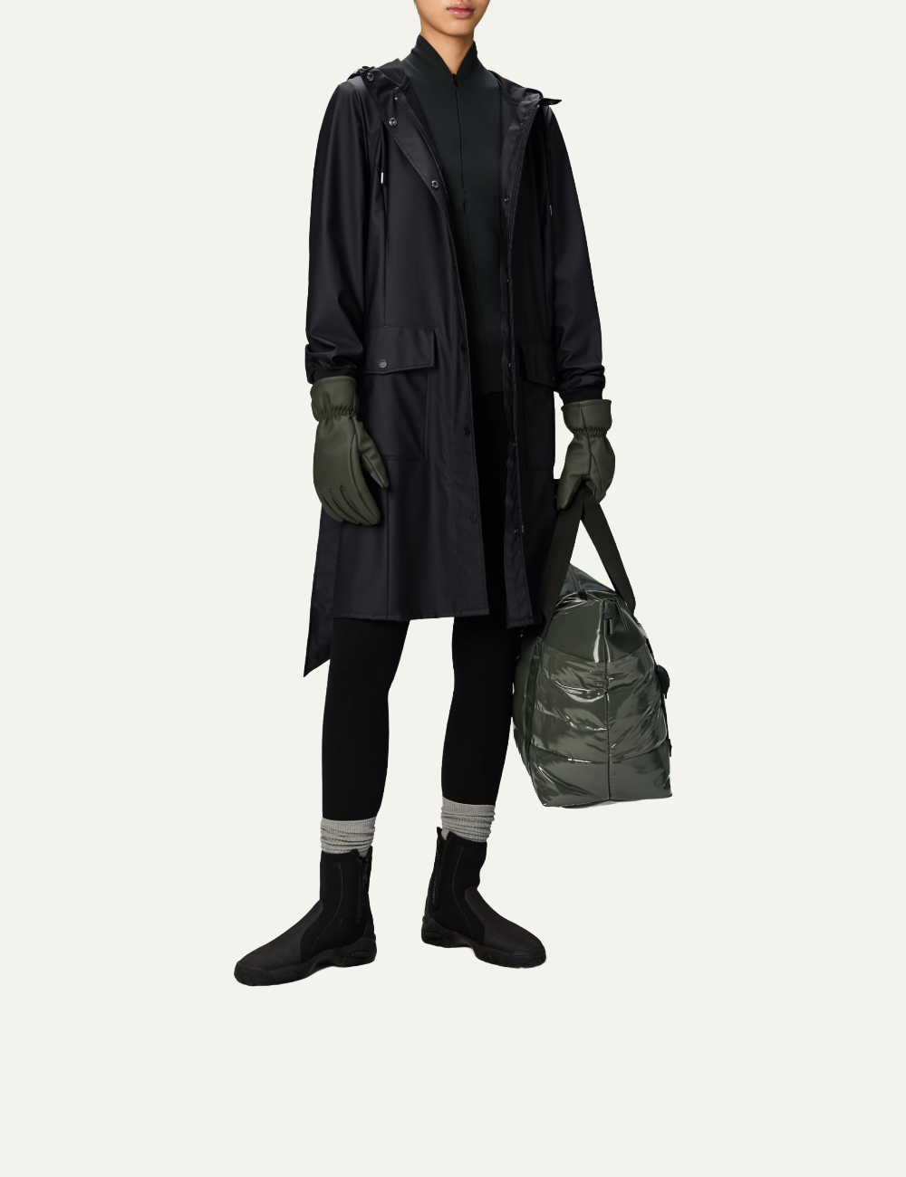 RAINS Curve Long Jacket W3 Black