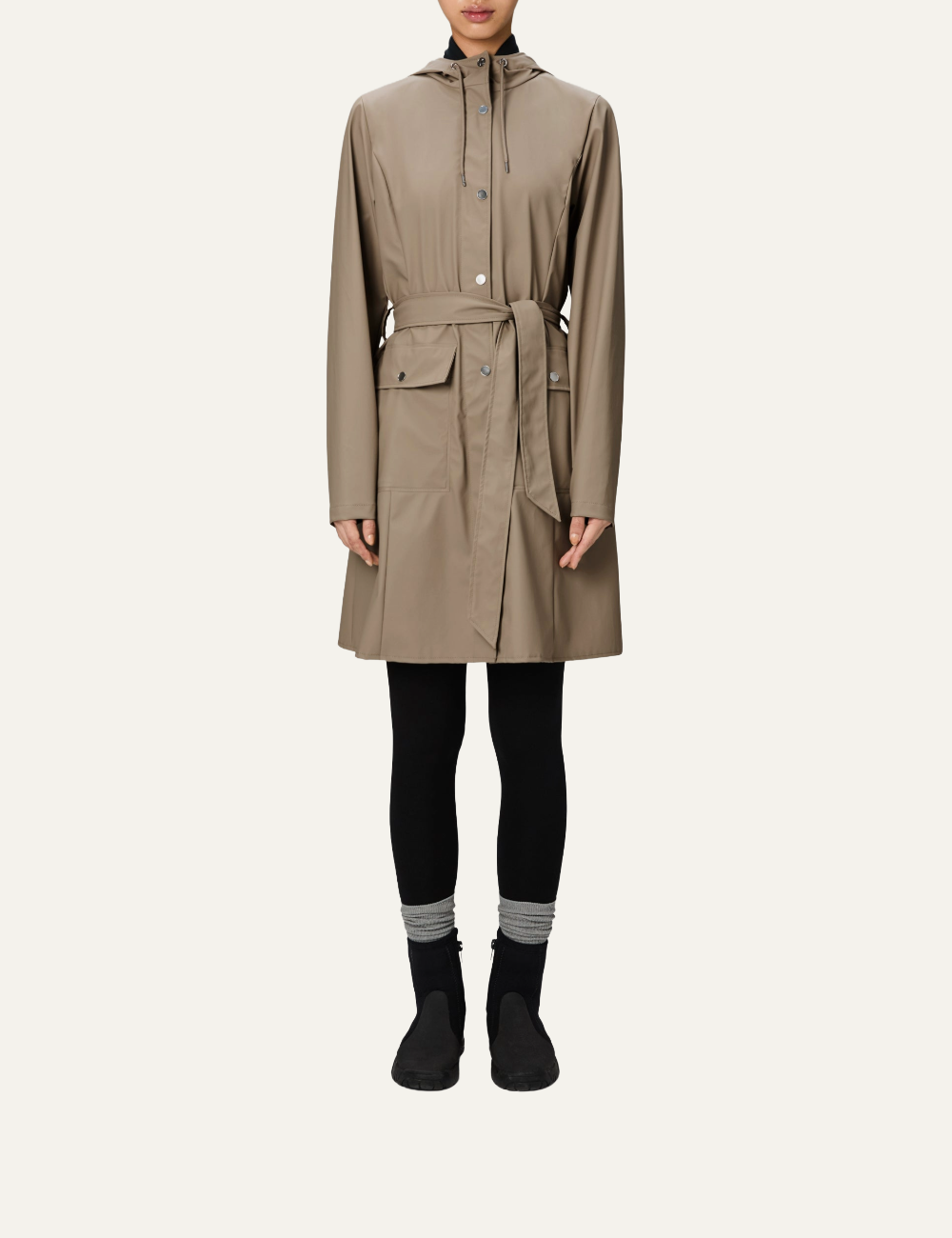 RAINS Curve Long Jacket W3 Beige