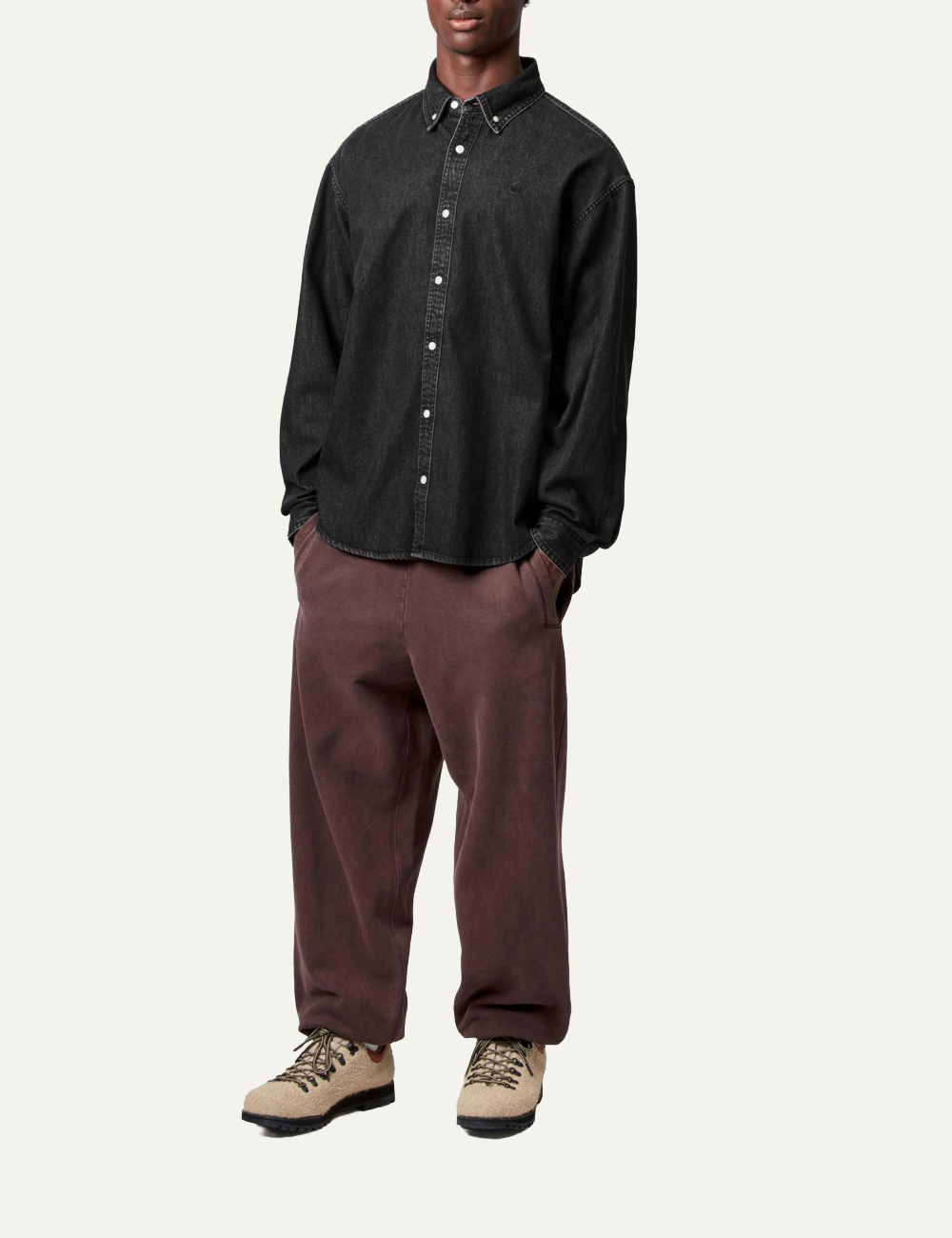 CARHARTT WIP L/S LUCAS SHIRT BLACK STONE WASHED