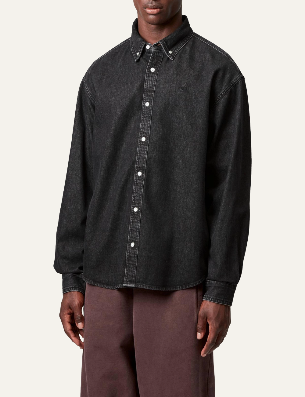 CARHARTT WIP L/S LUCAS SHIRT BLACK STONE WASHED