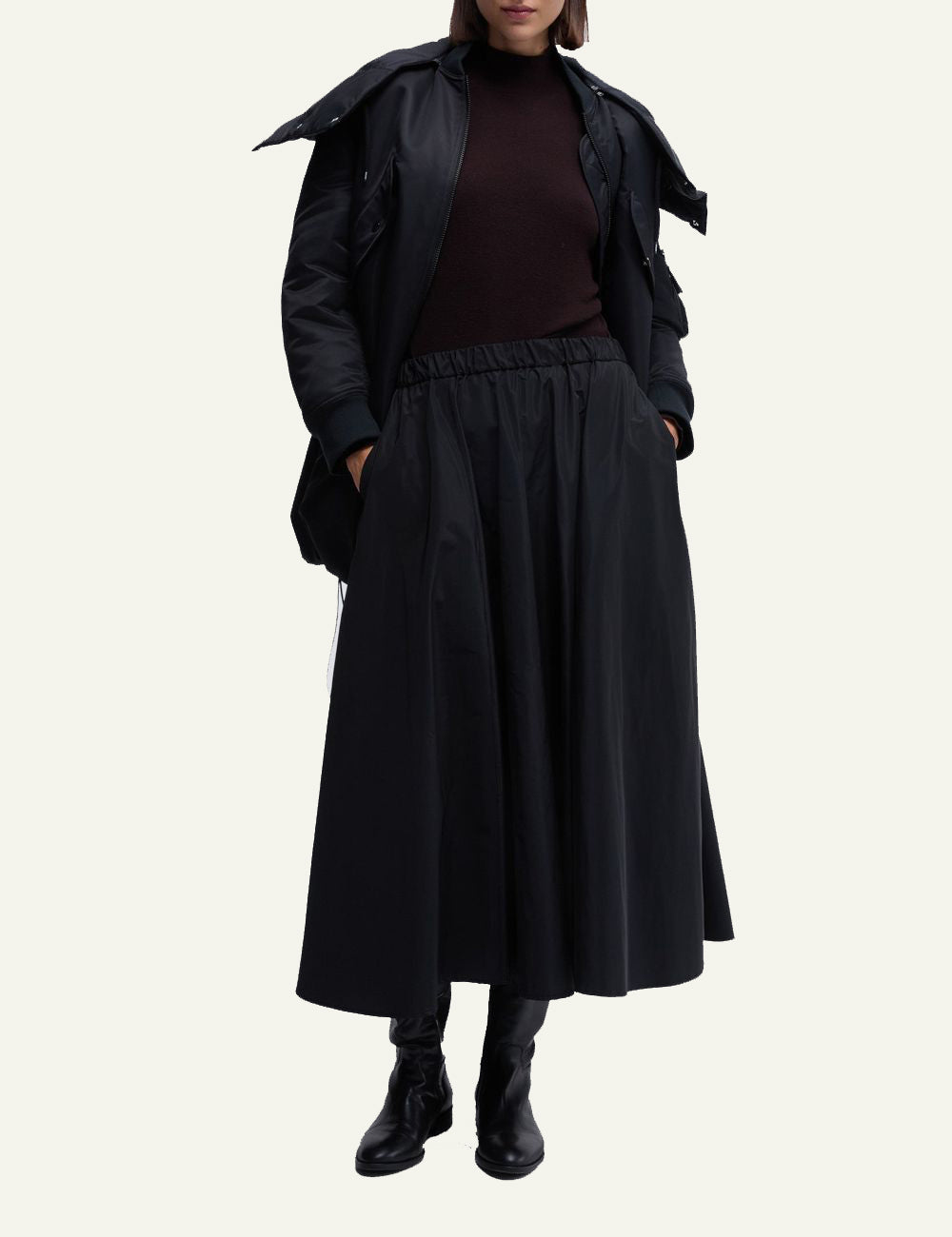 ASPESI MIDI SKIRT WITH PLEATS BLACK