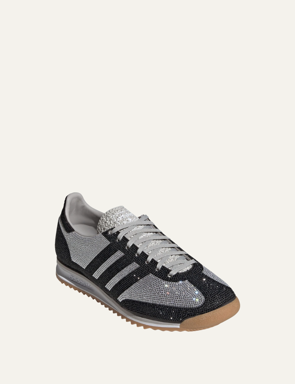 Women’s Adidas SL 72 OG W grey and black sneakers with crystal detailing side view