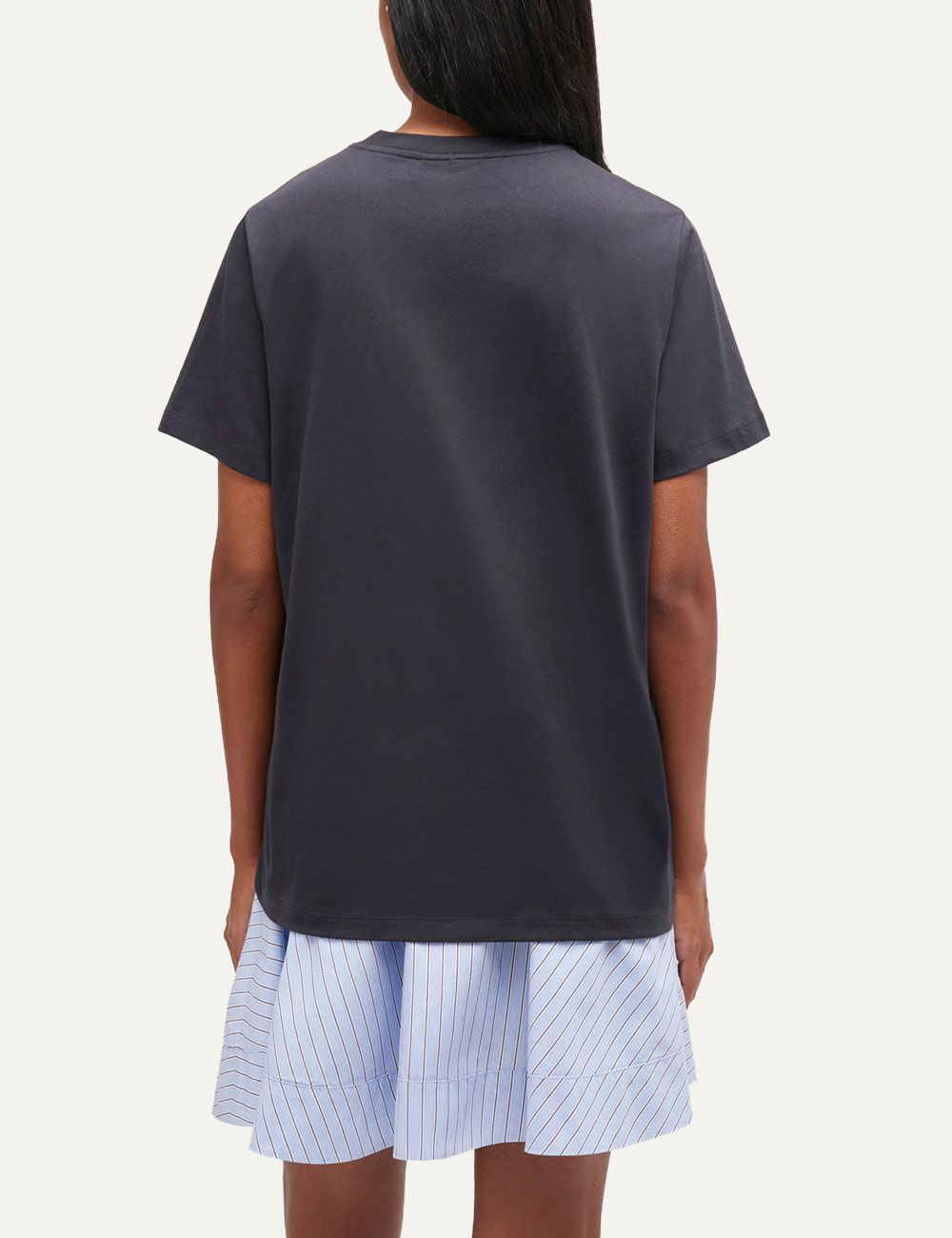 Back view of black Ganni graphic T-shirt with plain design.