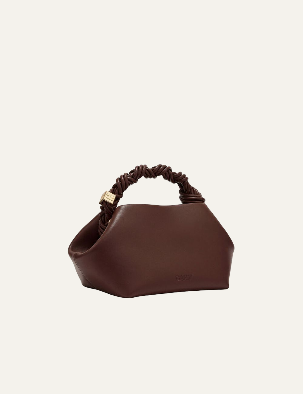 Side view of Ganni Bou Bag Small in chocolate fondant.