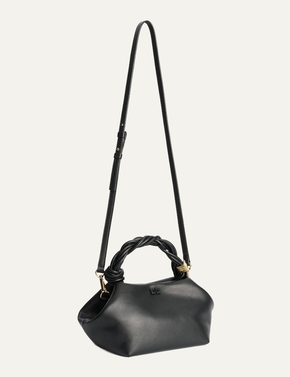 Ganni Bou Bag Small black with long strap.