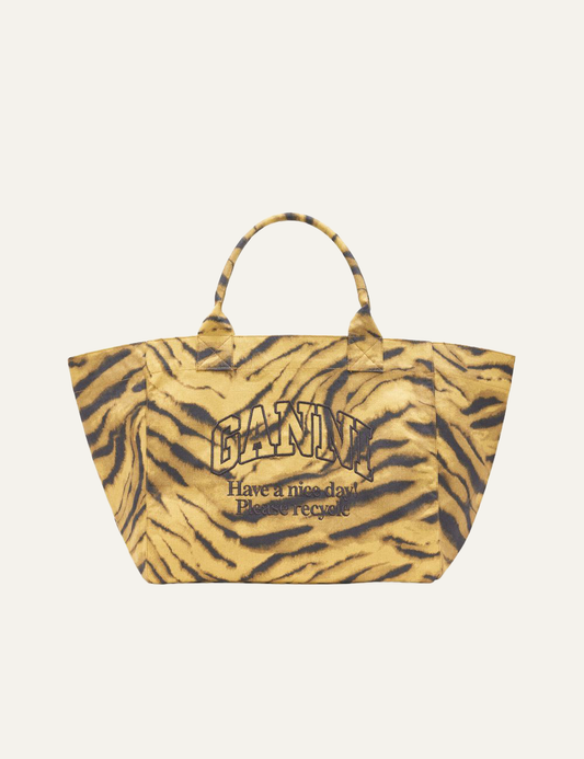 ganni shopper xl print zebra bag front view