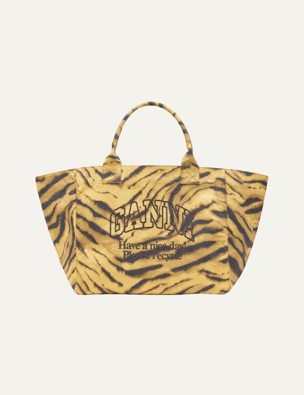 ganni shopper xl print zebra bag full front view