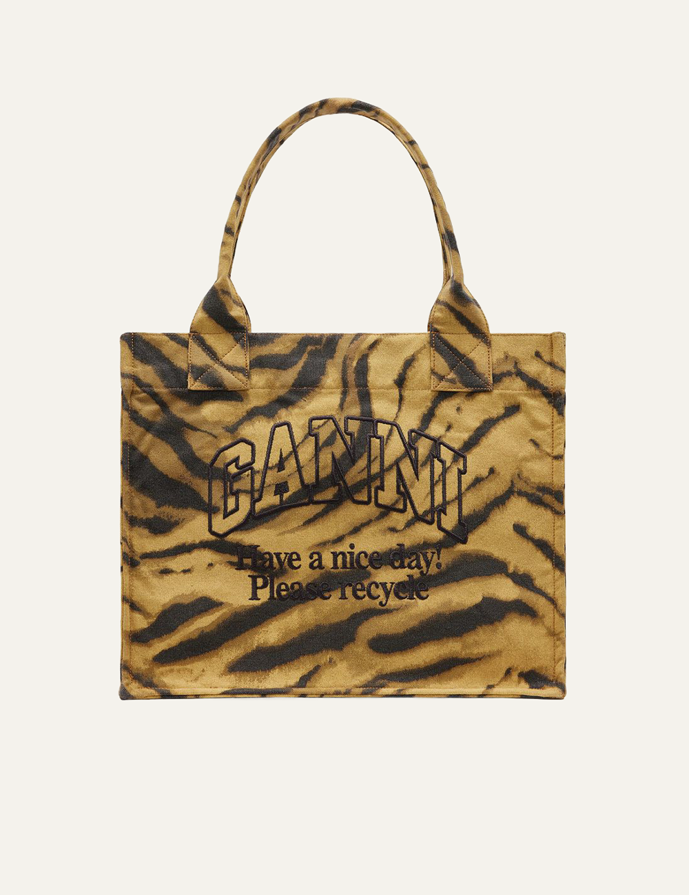 ganni large easy shopper print zebra front view