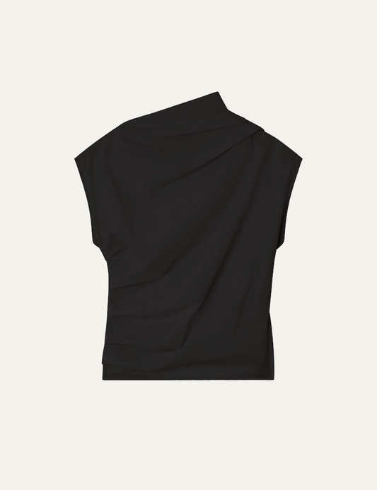ganni ruched top black front view