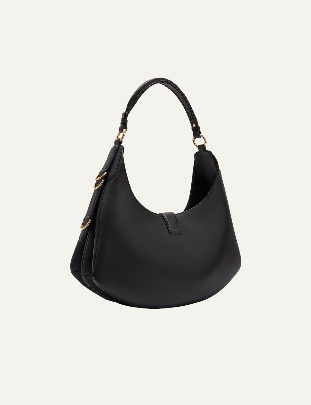 ganni kat small gold black bag with butterfly clasp side view