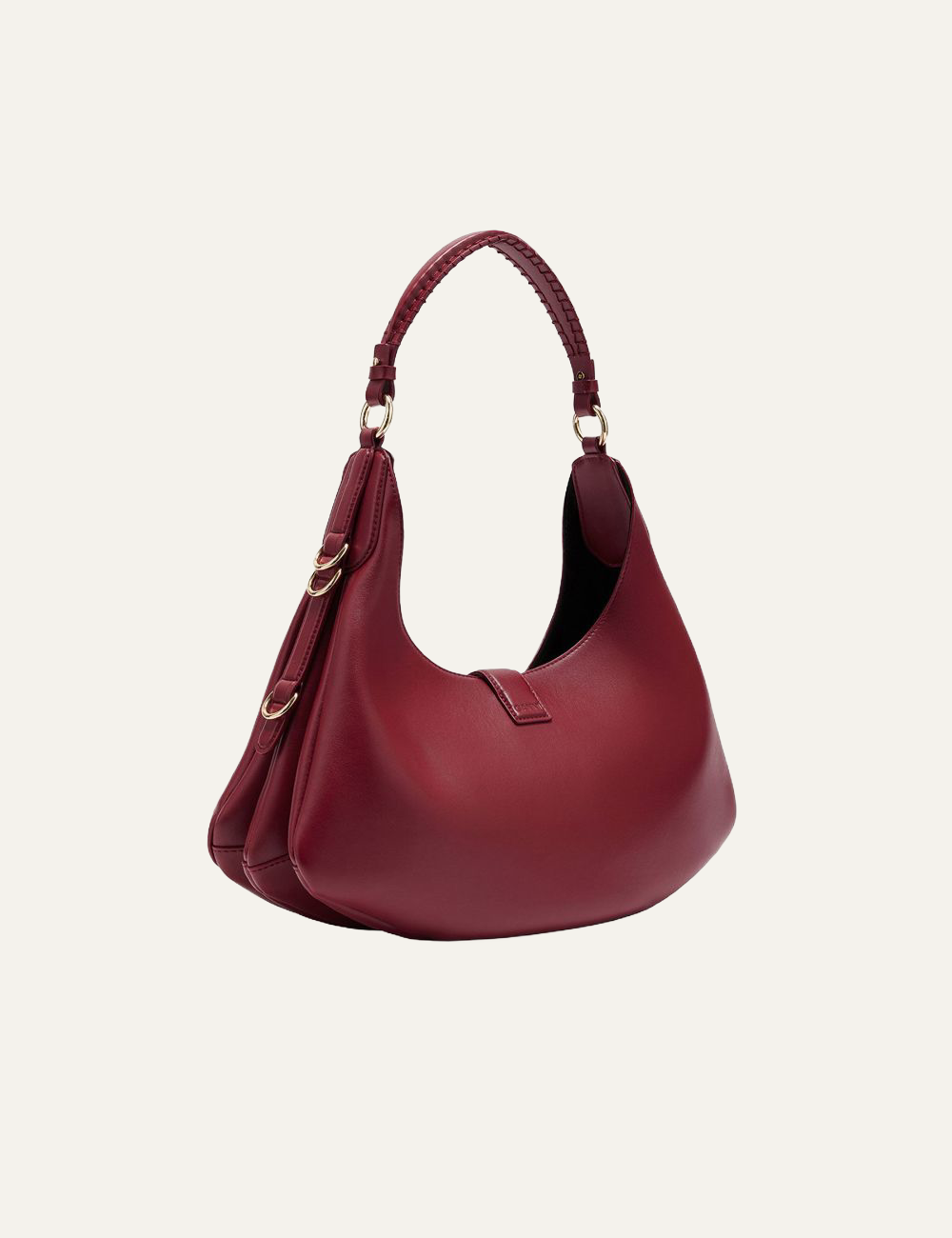 ganni kat small gold red dahlia bag with butterfly clasp side view