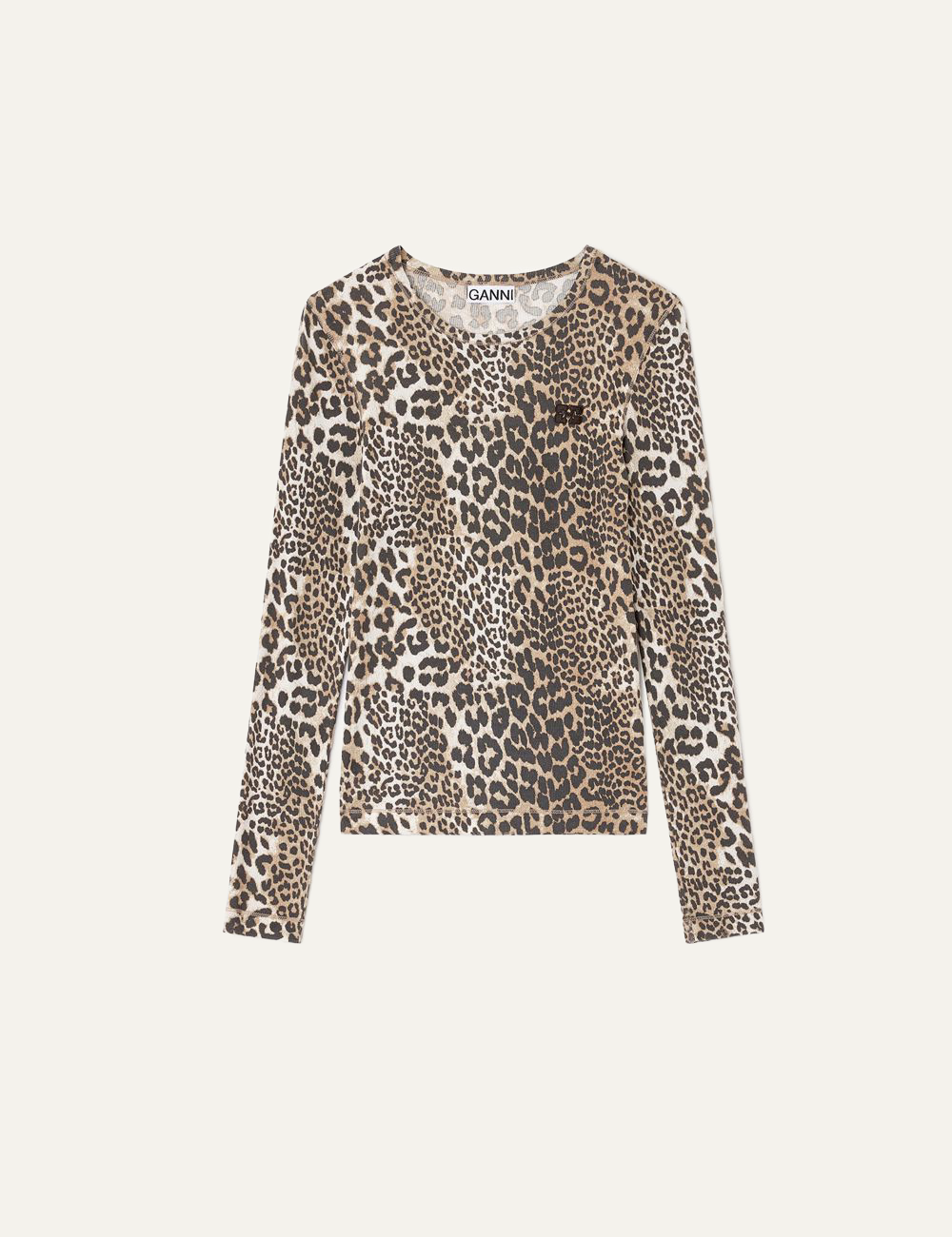 ganni rib leo long sleeve top front view