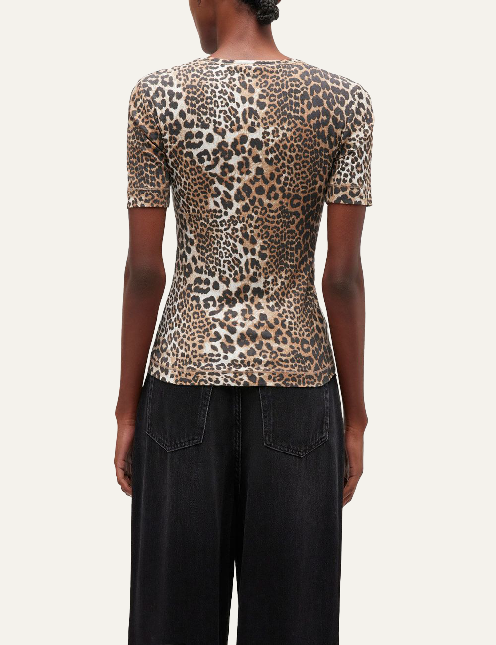 ganni rib short sleeve t-shirt back view