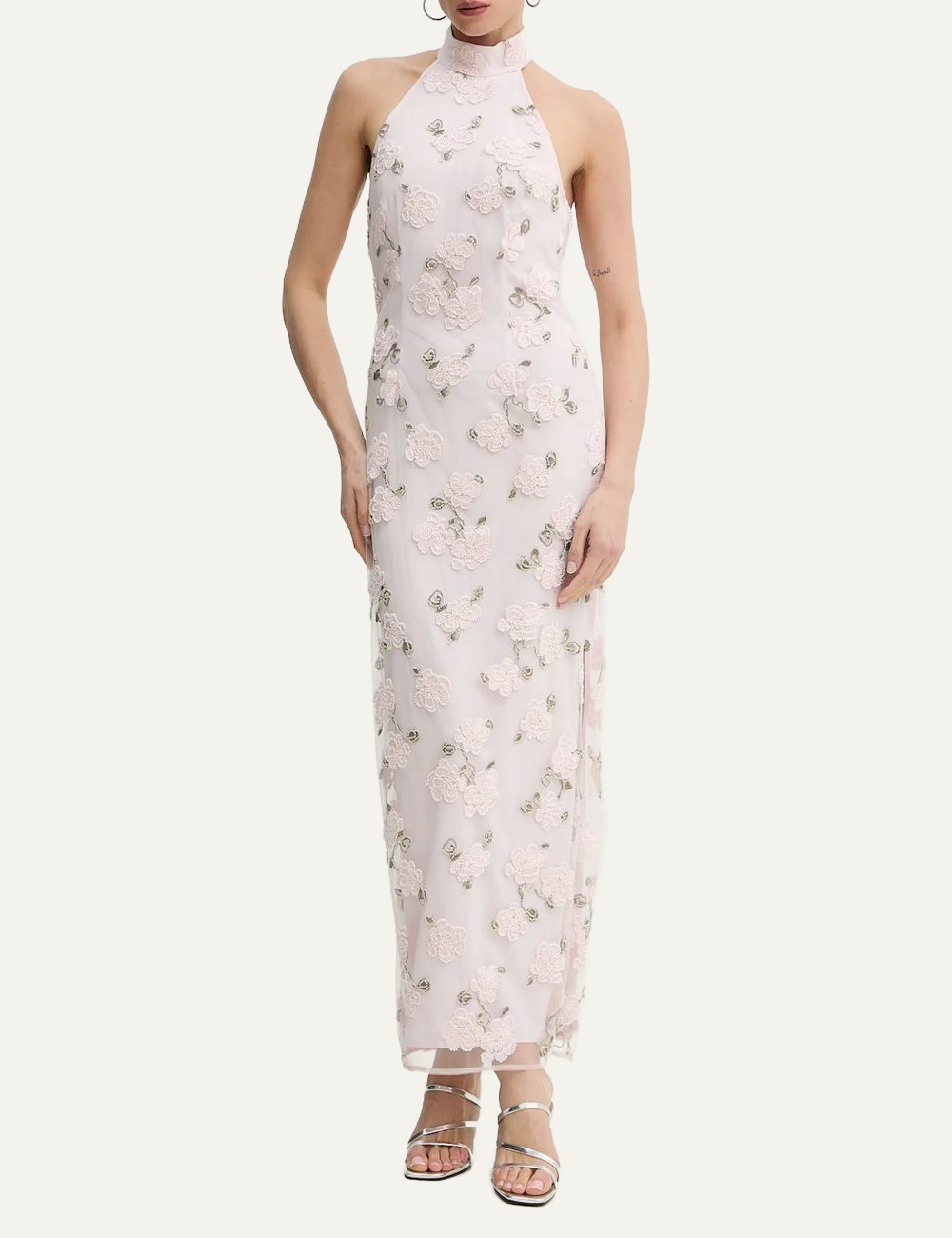 ROTATE FLOWER BEADS MAXI DRESS