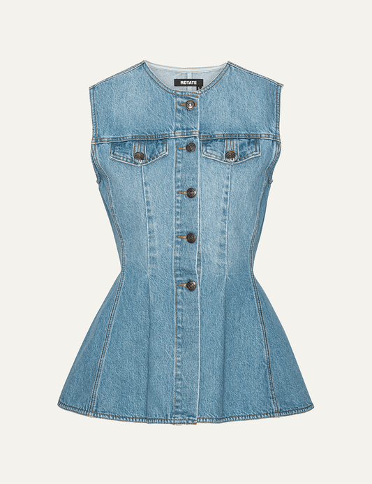 ROTATE FLARED DENIM TOP