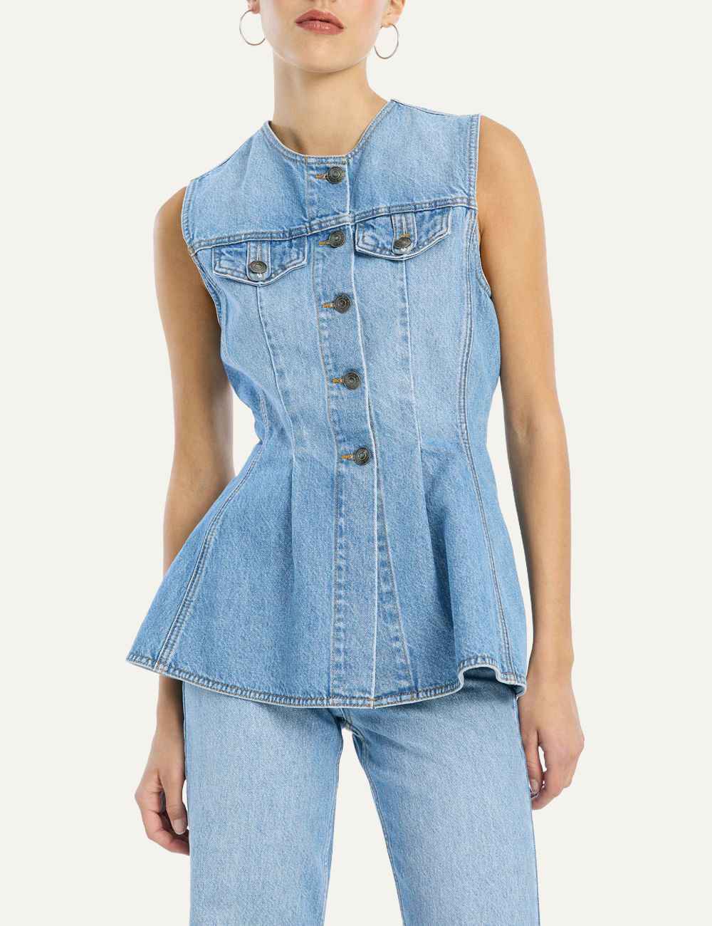 ROTATE FLARED DENIM TOP