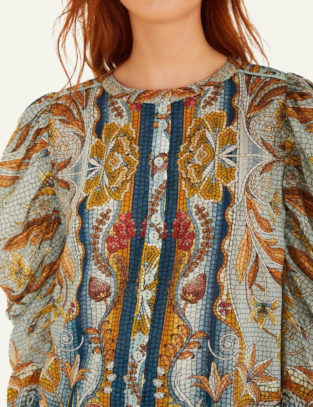 Farm Rio Mosaic Dress Multi Detail Front