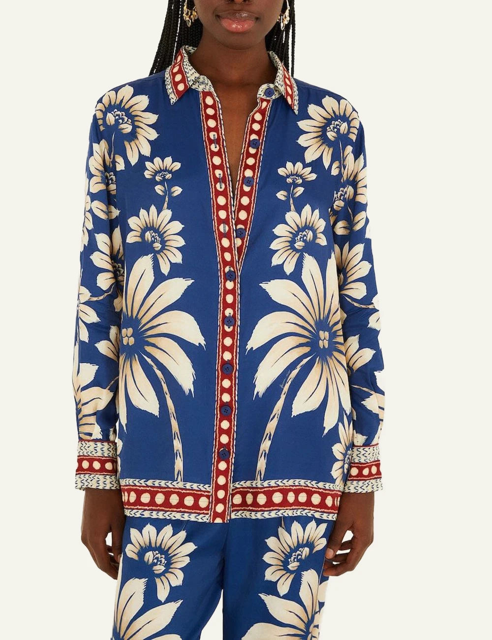 Farm Rio Floral Shirt Blue Front View