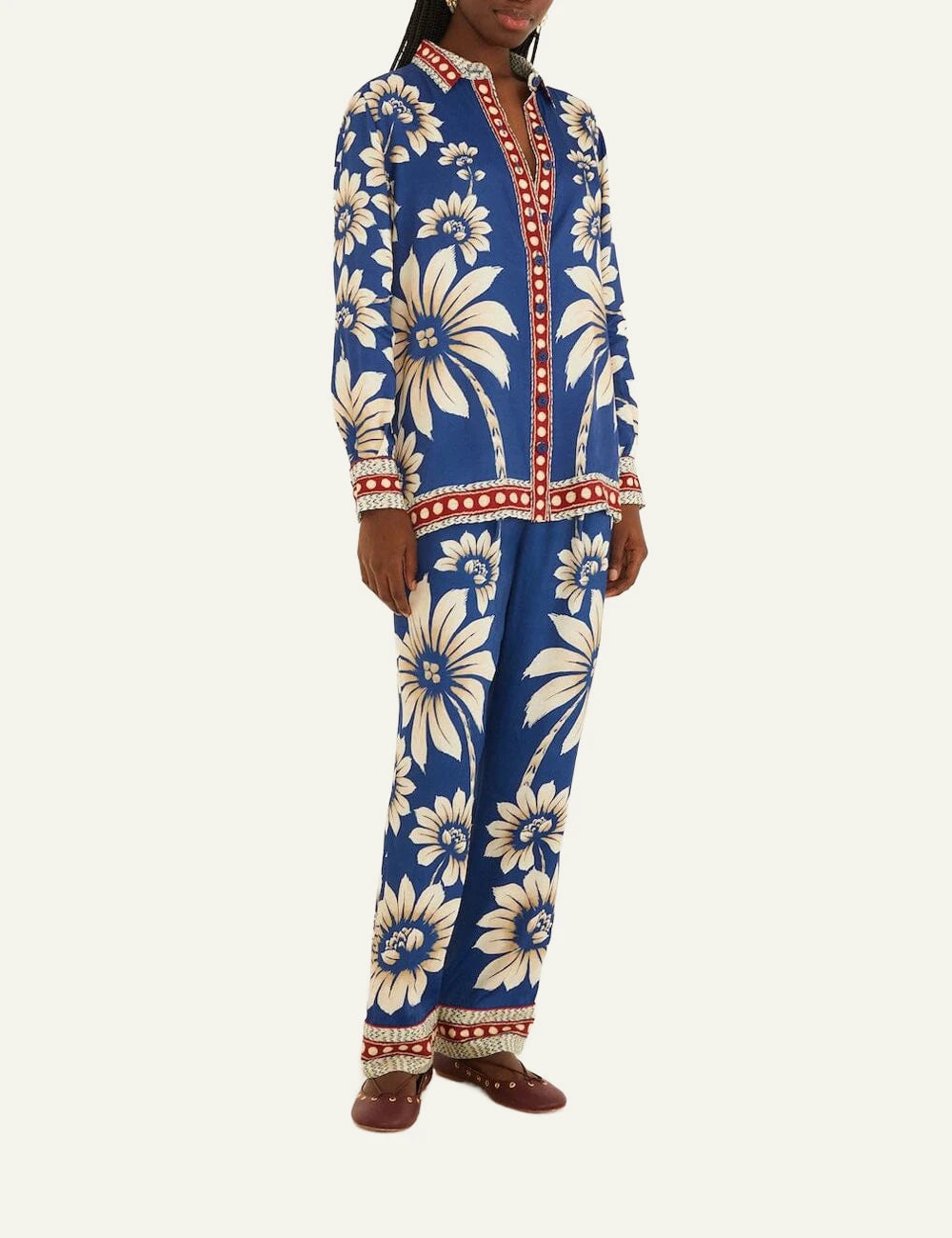 Farm Rio Floral Shirt Blue Full Look