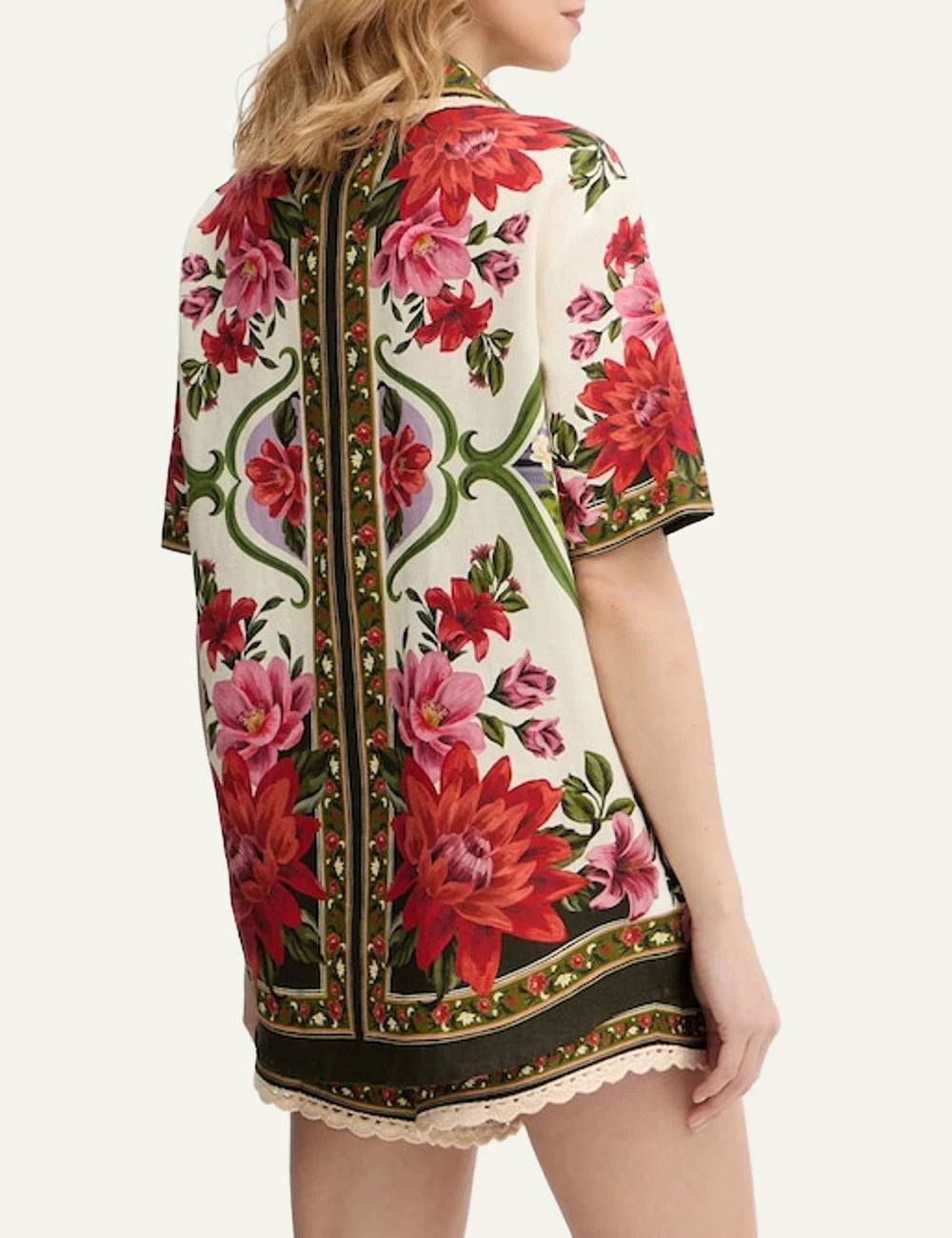 FARM Rio Floral Set Shirt Cream Back View