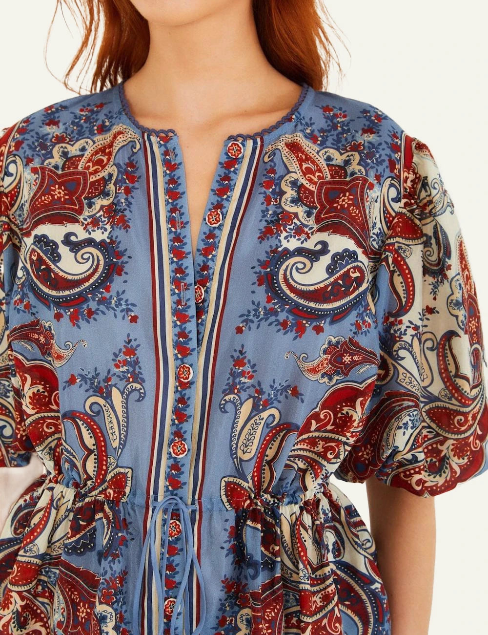 Farm Rio Paisley Blouse Blue Detail