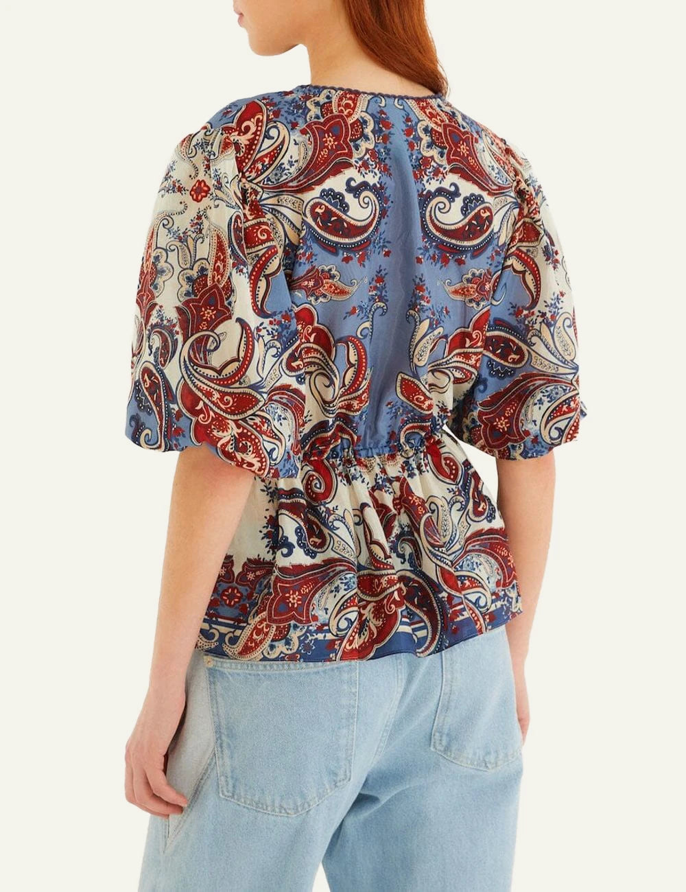 Farm Rio Paisley Blouse Blue Back