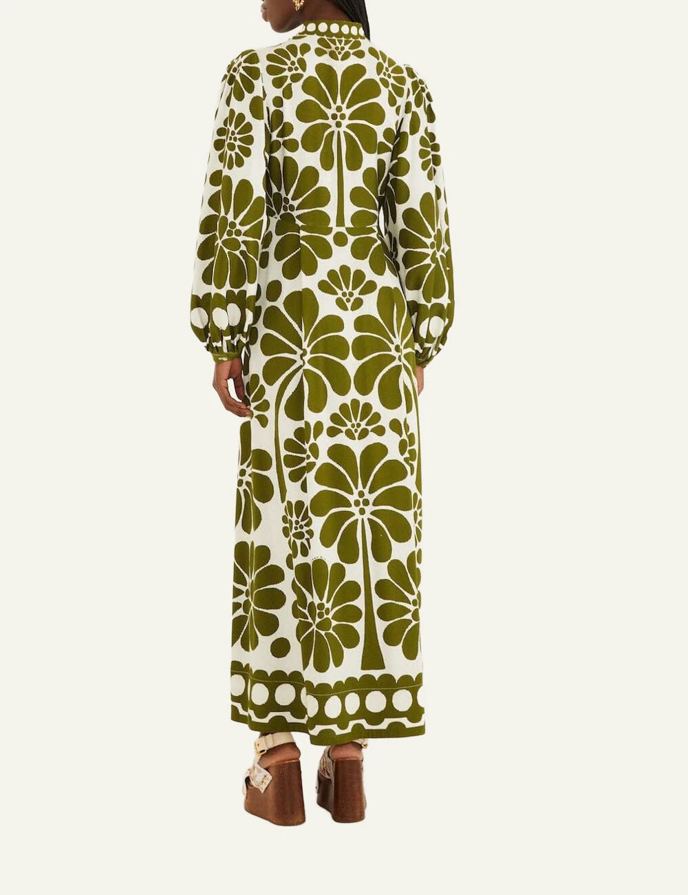 Farm Rio Green Floral Maxi Dress Back