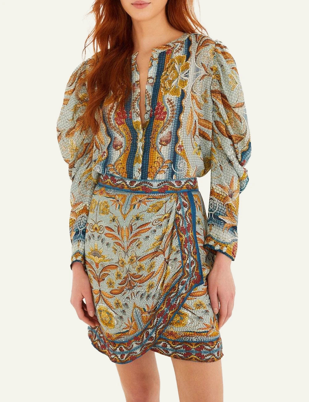 FARM Rio Mosaic Mini Dress Multicolor Front View