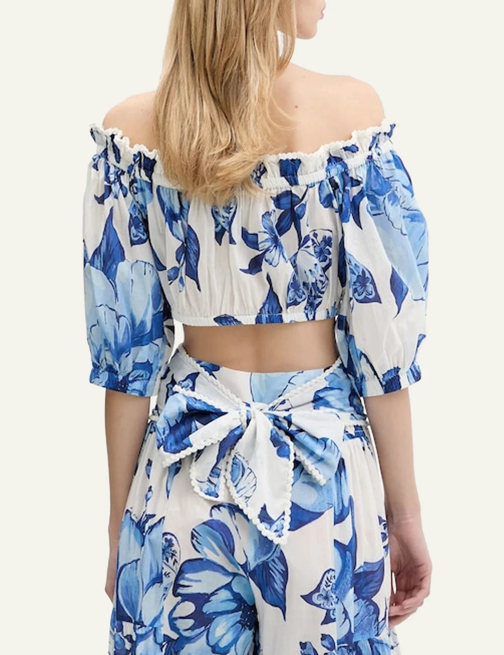 FARM Rio Floral Skirt Blue White Back