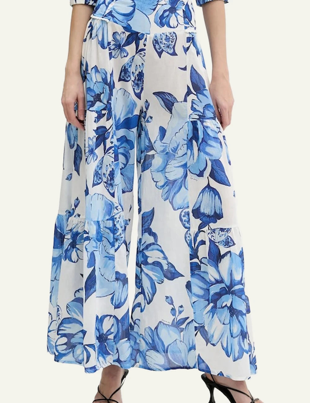 Farm Rio Blue Floral Skirt White Blue Front View