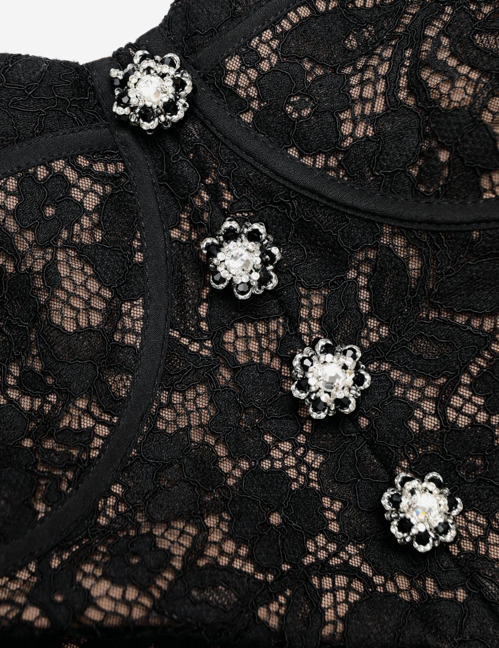 SELF-PORTRAIT LACE MIDI DRESS BLACK