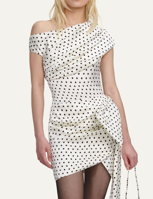 SELF-PORTRAIT TIE SIDE MIDI DRESS CREAM