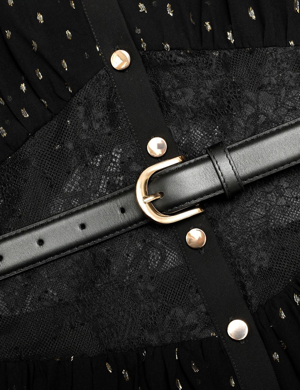 SELF-PORTRAIT CHIFFON MINI DRESS BLACK