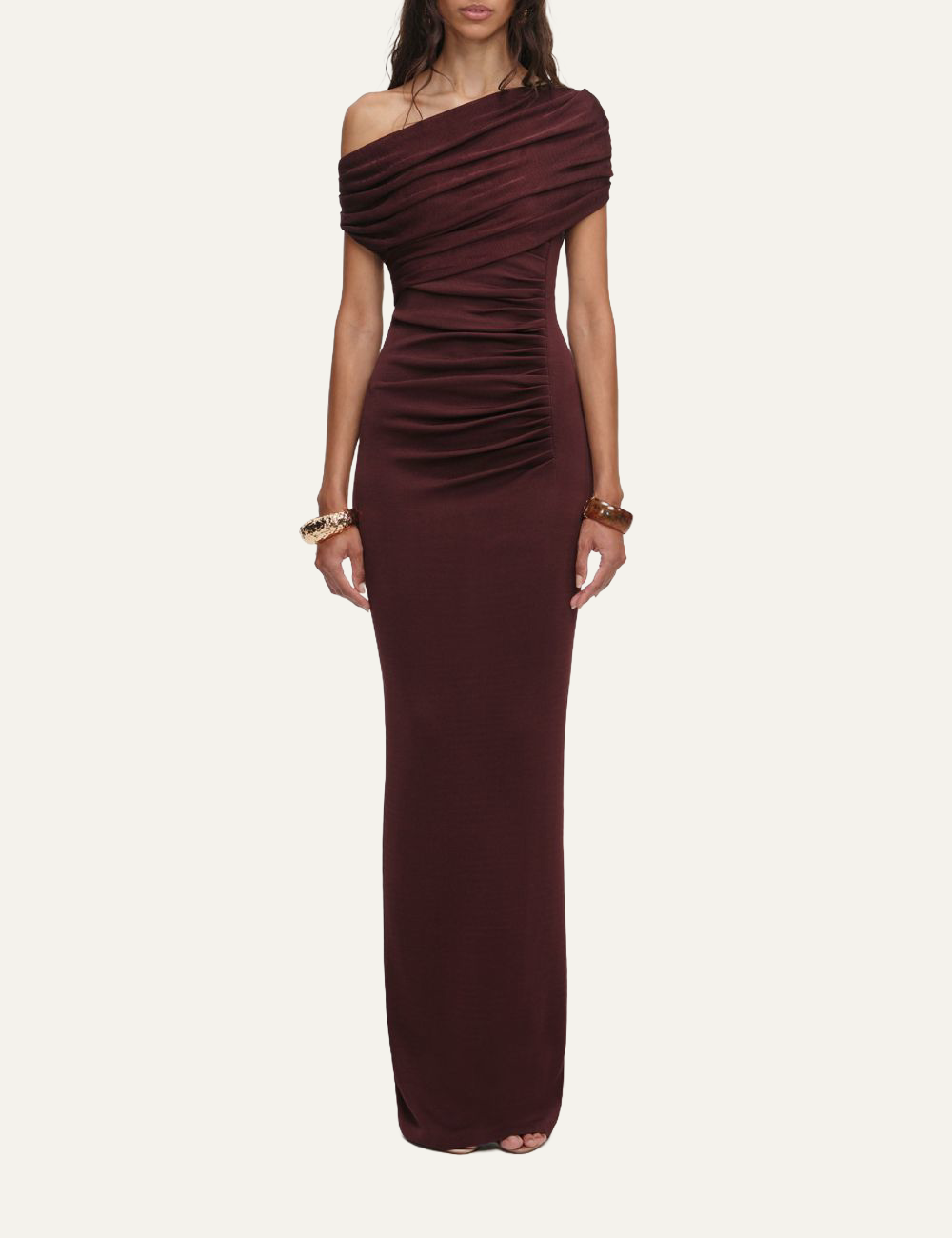 SELF-PORTRAIT KNIT MIDI DRESS BROWN