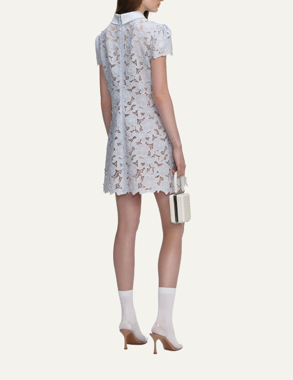 SELF-PORTRAIT LACE MINI DRESS BLUE