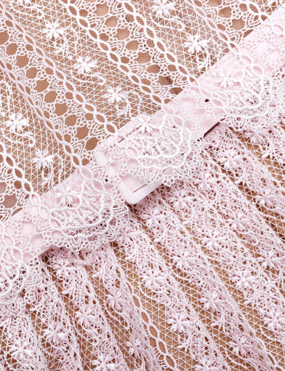 SELF-PORTRAIT LACE MIDI DRESS PINK