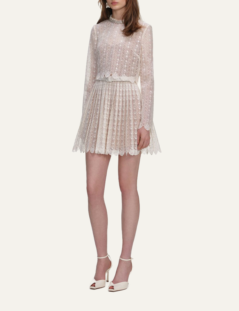 SELF-PORTRAIT LACE MINI DRESS CREAM