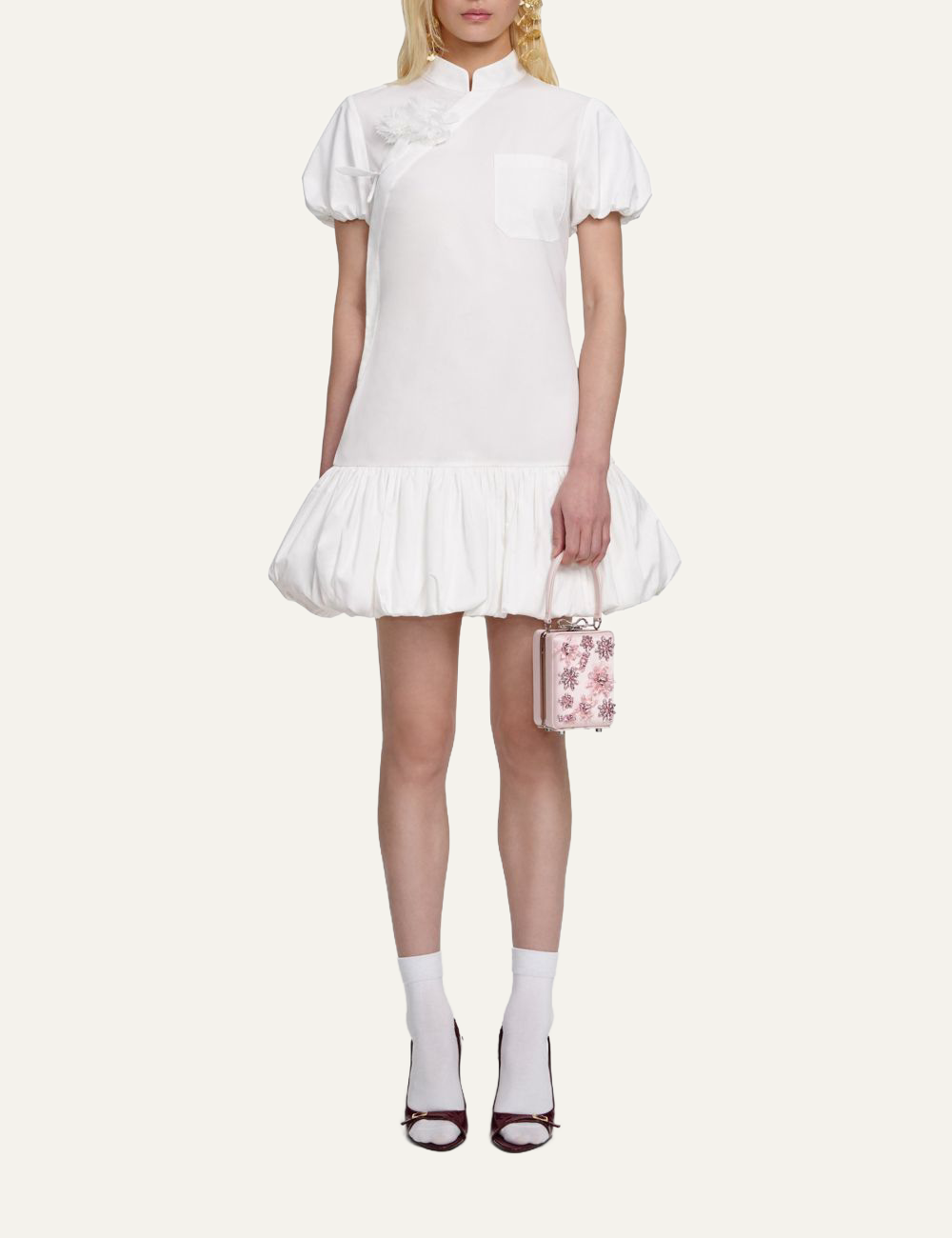 SELF-PORTRAIT MINI DRESS WHITE
