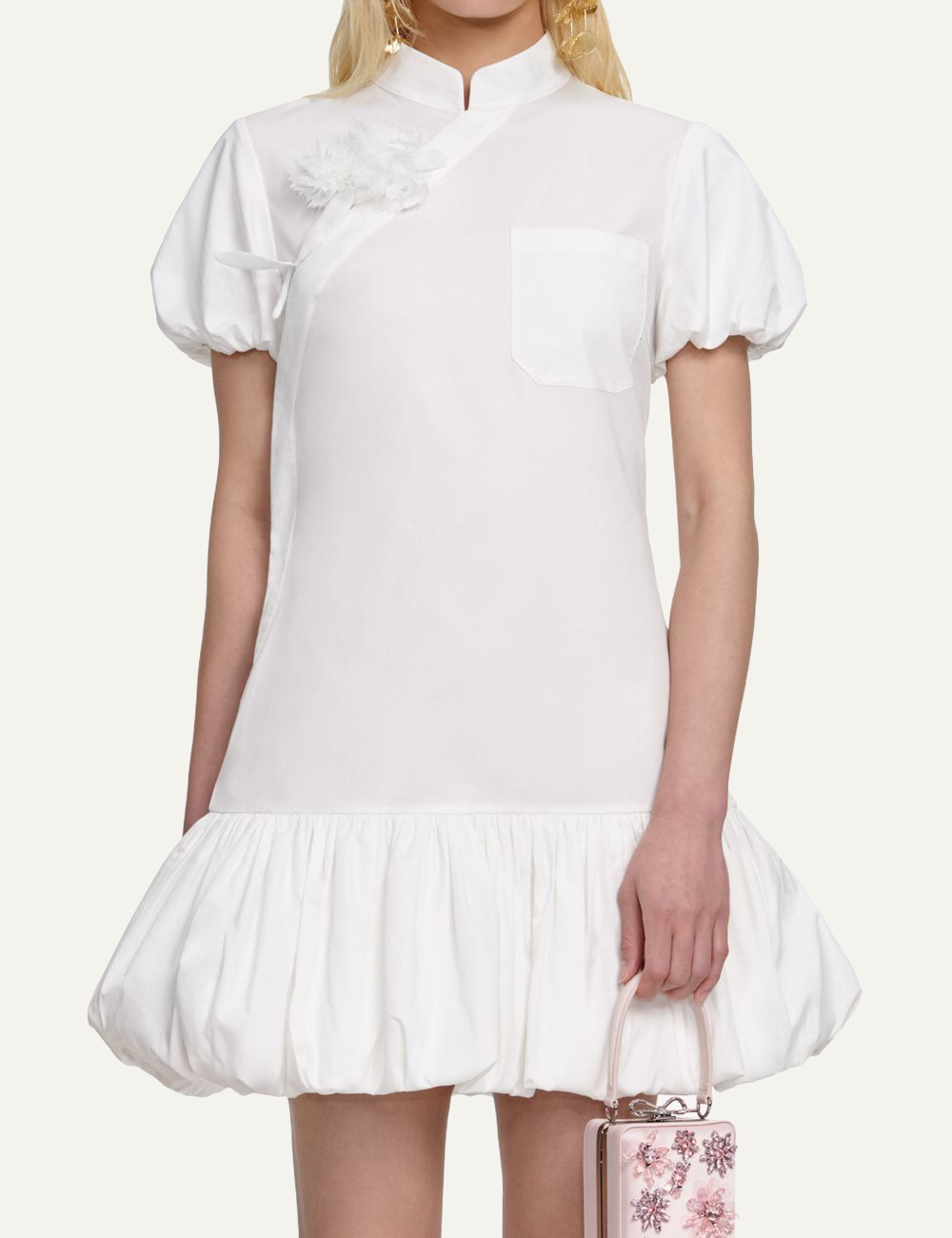 SELF-PORTRAIT MINI DRESS WHITE