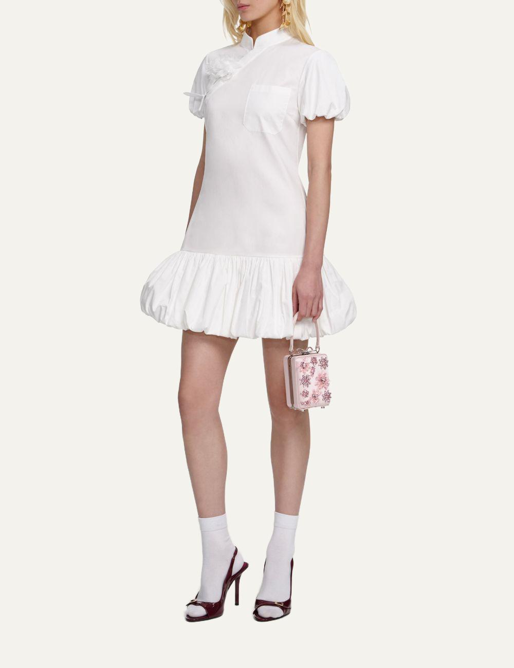 SELF-PORTRAIT MINI DRESS WHITE