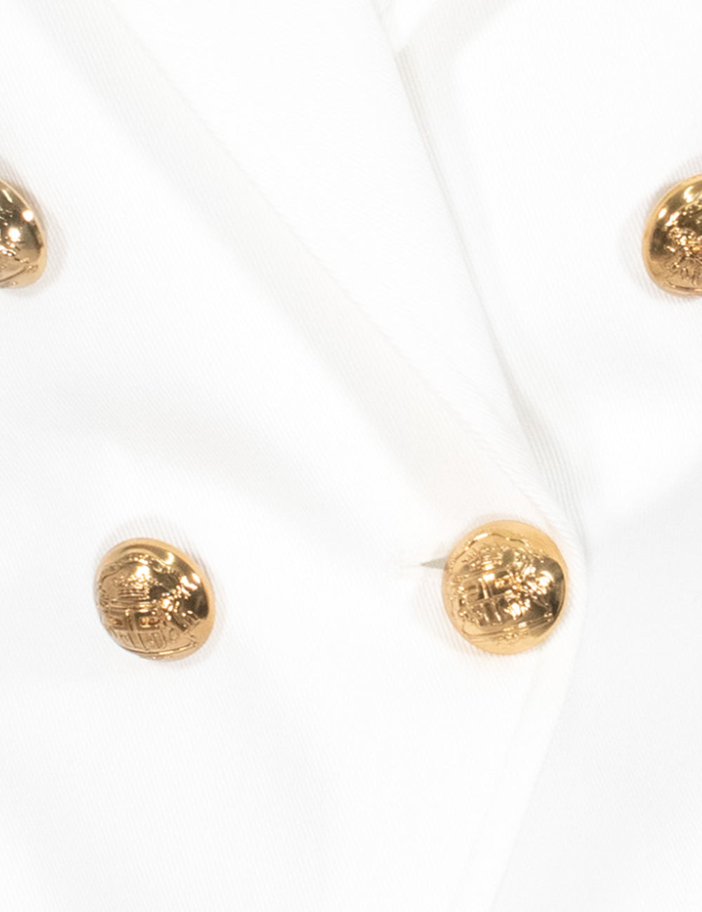 Elisabetta Franchi blazer white gold buttons detail close up