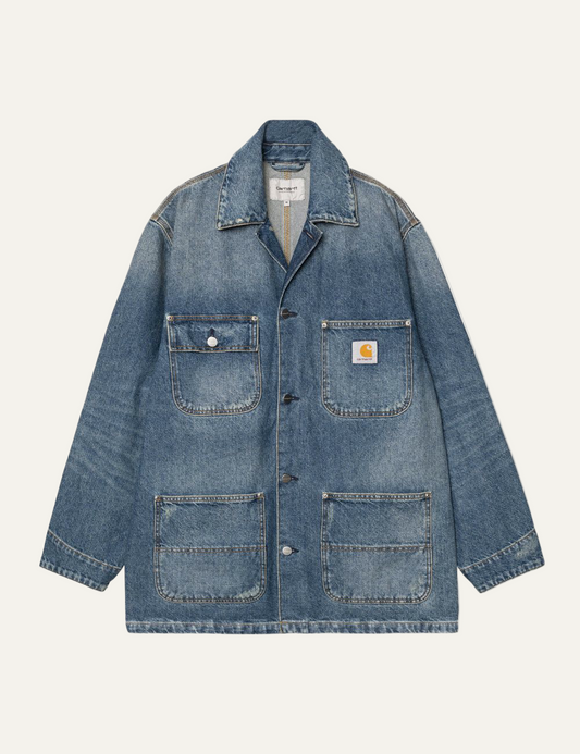 CARHARTT WIP ADEN CHORE COAT BLUE GRIND WASH