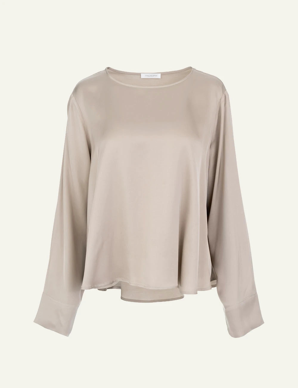 Philosophy women's beige satin ECOVERO long-sleeve top front view
